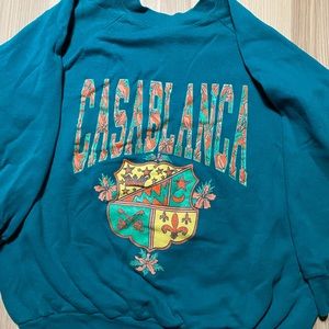 Vintage 90s Casablanca Morocco Crest Floral Movie Crewneck